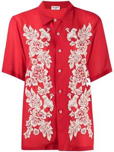 Saint Laurent рубашка с цветочной вышивкой