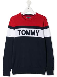 Tommy Hilfiger Junior джемпер в полоску с вышитым логотипом