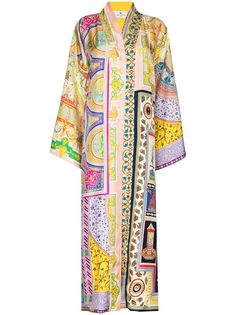 Etro пальто-кимоно с принтом
