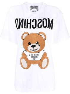 Moschino футболка с вышивкой Teddy Bear