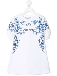 Alberta Ferretti Kids платье-футболка с цветочным принтом