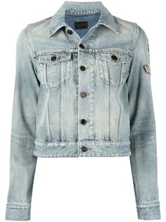 Saint Laurent джинсовая куртка с вышивкой