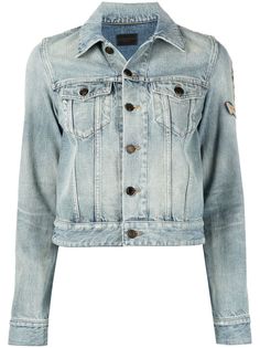 Saint Laurent джинсовая куртка с вышивкой
