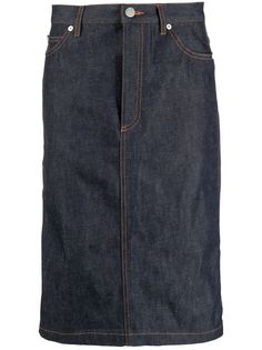 A.P.C. джинсовая юбка миди с молнией сбоку
