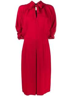 Marni платье миди с бантом и длинными рукавами