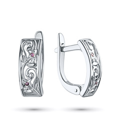 Серьги из серебра с гранатом э0606сг09152600 ЭПЛ Якутские Бриллианты