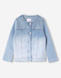 Джинсовая куртка со стразами для девочки Gloria Jeans