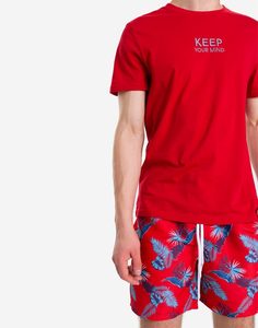 Красные пляжные шорты с принтом Gloria Jeans