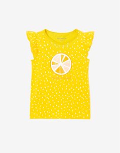 Жёлтая футболка с апельсином для девочки Gloria Jeans