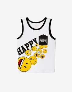 Белая майка с принтом Smiley world для мальчика Gloria Jeans