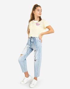 Джинсы Slouchy с поясом для девочки Gloria Jeans
