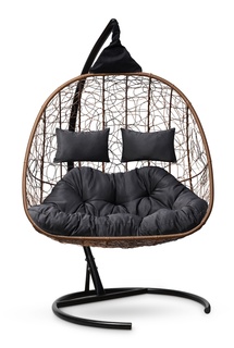 Подвесное двухместное кресло-кокон sevilla twin (лаура) коричневый 120x195x110 см. L'aura
