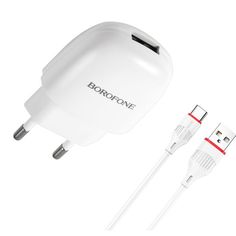 Сетевое зарядное устройство с кабелем Borofone BA49A Vast power белый (28470)