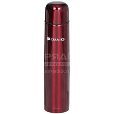 Термос из нержавеющей стали Daniks SL-120ZN-201C красный глянец с узким горлом, 1.2 л