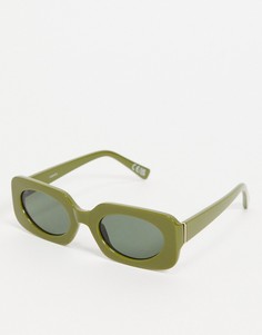 Квадратные солнцезащитные очки с круглыми зелеными стеклами ASOS DESIGN-Зеленый цвет