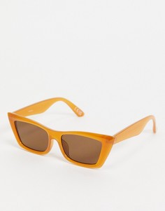 Узкие солнцезащитные очки «кошачий глаз» в оправе медово-коричневого цвета ASOS DESIGN-Коричневый цвет