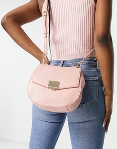 Кожаная сумка через плечо светло-розового цвета с пластинкой с изображением логотипа Paul Costelloe-Розовый цвет