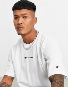 Белая oversized-футболка с маленьким логотипом-надписью Champion-Белый