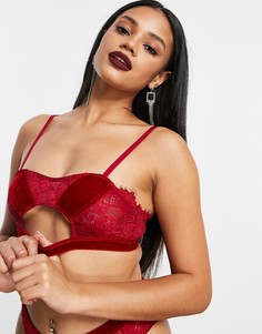 Красный бархатный бралетт с кружевом ASOS DESIGN Amelia