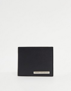 Черный с серебристым бумажник классического складного дизайна с металлической планкой French Connection-Черный цвет