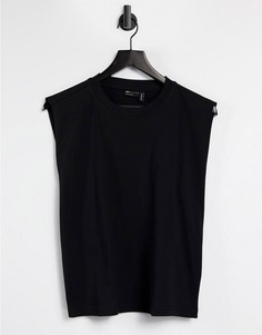 Черная футболка с акцентными плечами ASOS DESIGN-Черный цвет