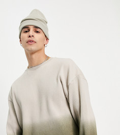 Oversized-лонгслив в рубчик цвета хаки с эффектом омбре COLLUSION-Зеленый цвет