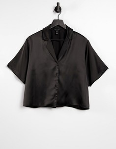 Черная атласная рубашка от комплекта New Look-Черный цвет
