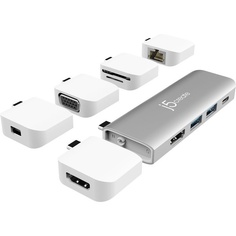 USB разветвитель j5create UltraDrive Kit USB-C, серебристый (JCD389)