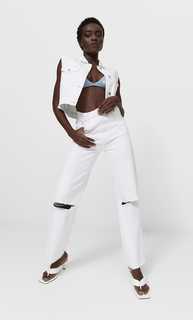 Stradivarius Укороченный Джинсовый Жилет Белый Xl