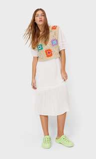 Stradivarius Жилет Из Кружева Кроше Бежевый M