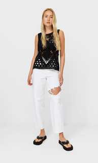 Stradivarius Жилет Из Кружева Кроше Черный Xl