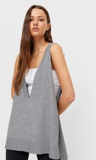 Stradivarius Жилет Оверсайз С V-Образным Вырезом Серый Средний Xxs