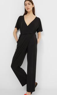 Stradivarius Комбинезон На Запахе С Короткими Рукавами Черный Xs