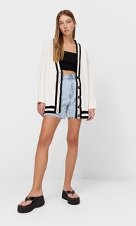 Stradivarius Кардиган Оверсайз В Стиле Колледж Цвет Небеленого Полотна Xs