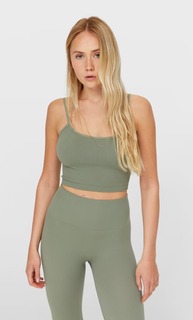Stradivarius Комплект Из Топа На Бретелях И Бесшовных Легинсов Хаки L