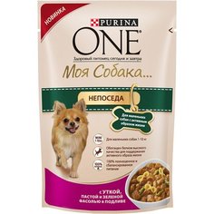 Влажный корм для собак Purina One кусочки в соусе с уткой и фасолью 100 г