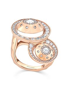 David Morris кольцо Cut Forever Double Disc из розового золота с бриллиантами