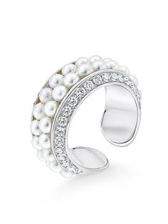 David Morris кольцо Double Row из белого золота с бриллиантами
