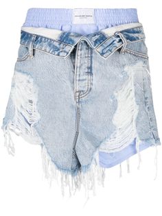 Alexander Wang джинсовые шорты с эффектом потертости и завышенной талией