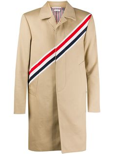 Thom Browne однобортное пальто с полосками RWB