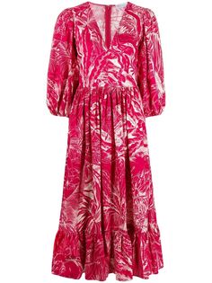 RED Valentino платье миди с цветочным принтом