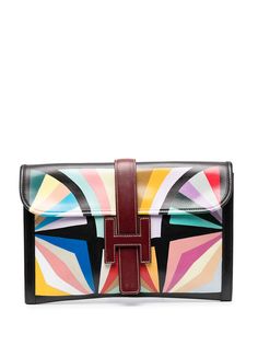 Hermès клатч Jige pre-owned с геометричным принтом Hermes