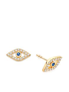 Astley Clarke серьги-гвоздики Evil Eye из желтого золота с сапфиром и бриллиантами