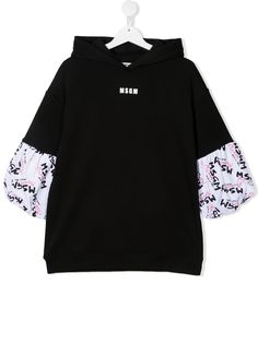 Msgm Kids топ с пышными рукавами и капюшоном