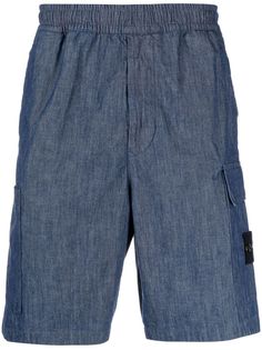 Stone Island джинсовые шорты с нашивкой-логотипом