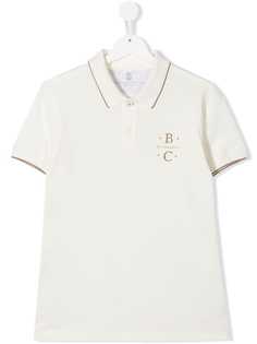 Brunello Cucinelli Kids рубашка поло с надписью Be Conscious