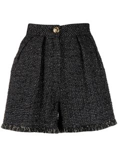 Elisabetta Franchi твидовые шорты с бахромой