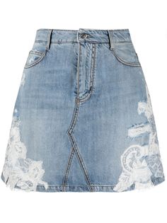 Ermanno Scervino джинсовая юбка с кружевной аппликацией