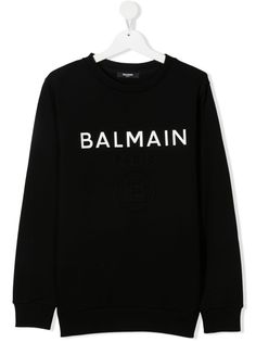 Balmain Kids толстовка с тисненым логотипом