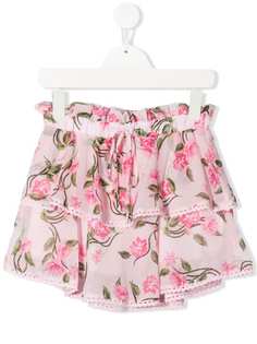 Alberta Ferretti Kids ярусная мини-юбка с цветочным принтом